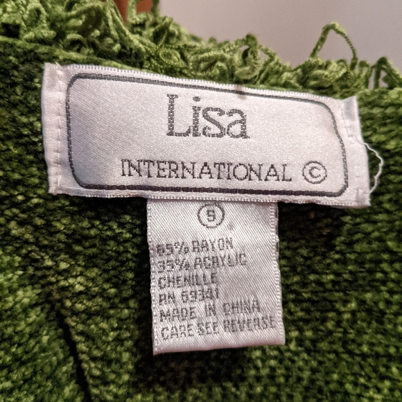 Lisa international small green zip up velour vest - Picture 7 of 7